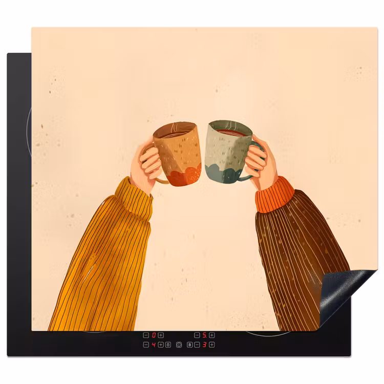 Herdabdeckplatte - Illustration - Becher - Prost - Braun — 1