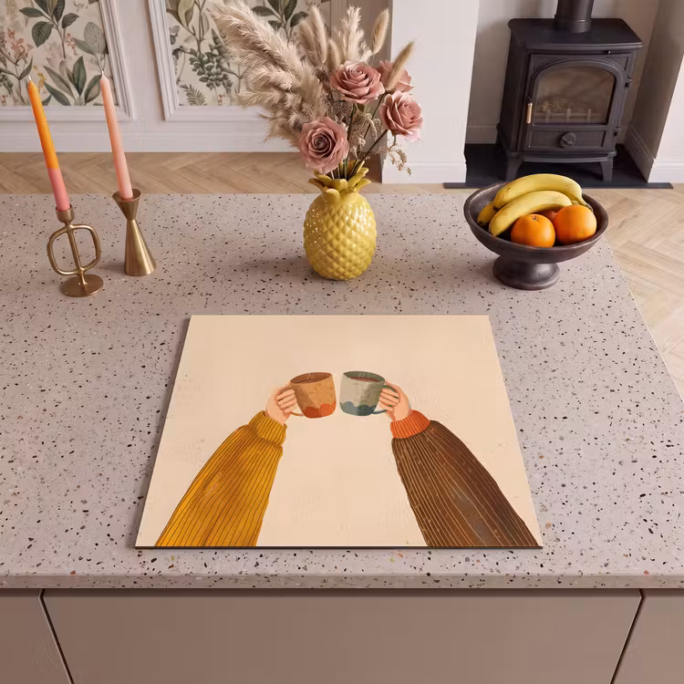Herdabdeckplatte - Illustration - Becher - Prost - Braun — 3