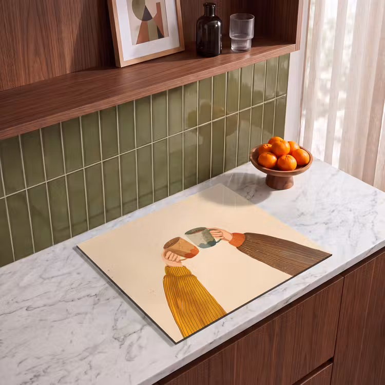 Herdabdeckplatte - Illustration - Becher - Prost - Braun — 4