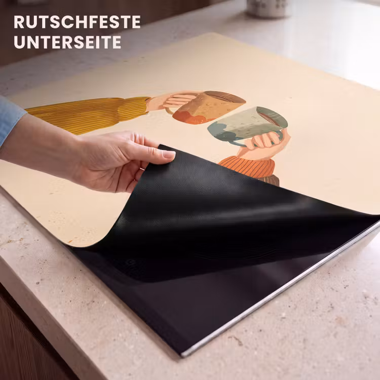 Herdabdeckplatte - Illustration - Becher - Prost - Braun — 6