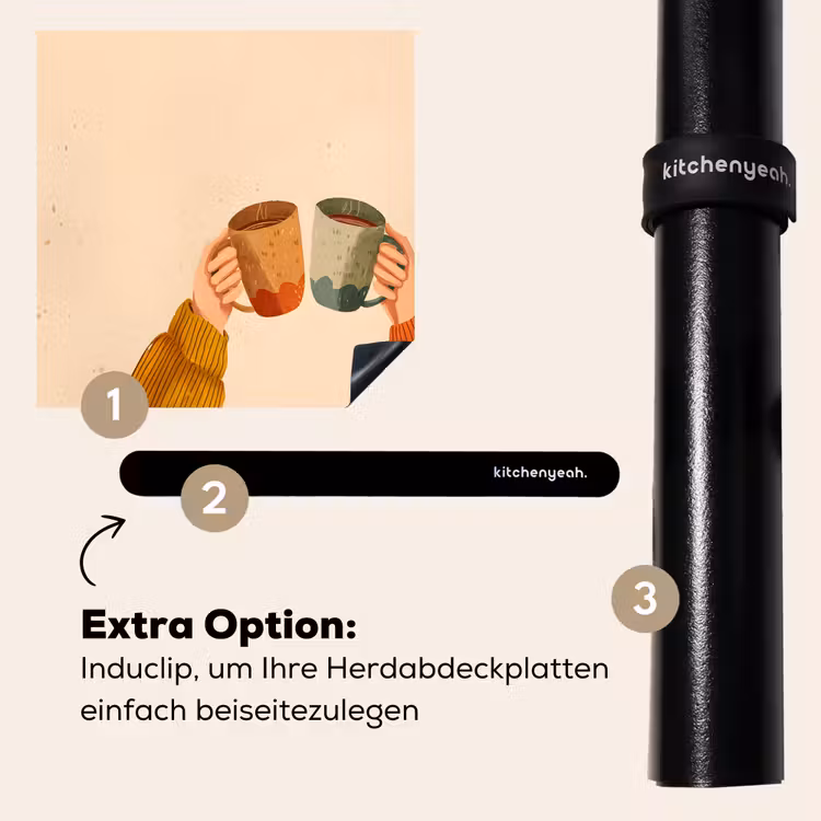 Herdabdeckplatte - Illustration - Becher - Prost - Braun — 8
