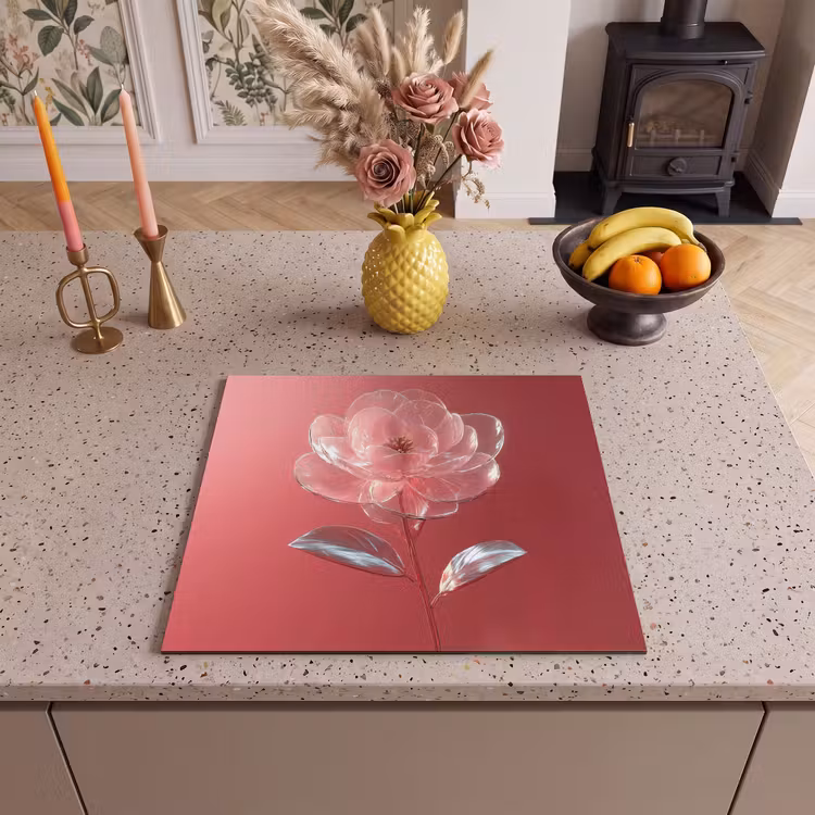 Herdabdeckplatte - Verziert - Blume - Rosa - Gläser — 3