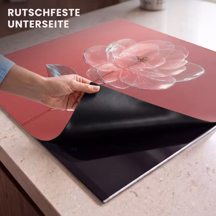 Herdabdeckplatte - Verziert - Blume - Rosa - Gläser — 6