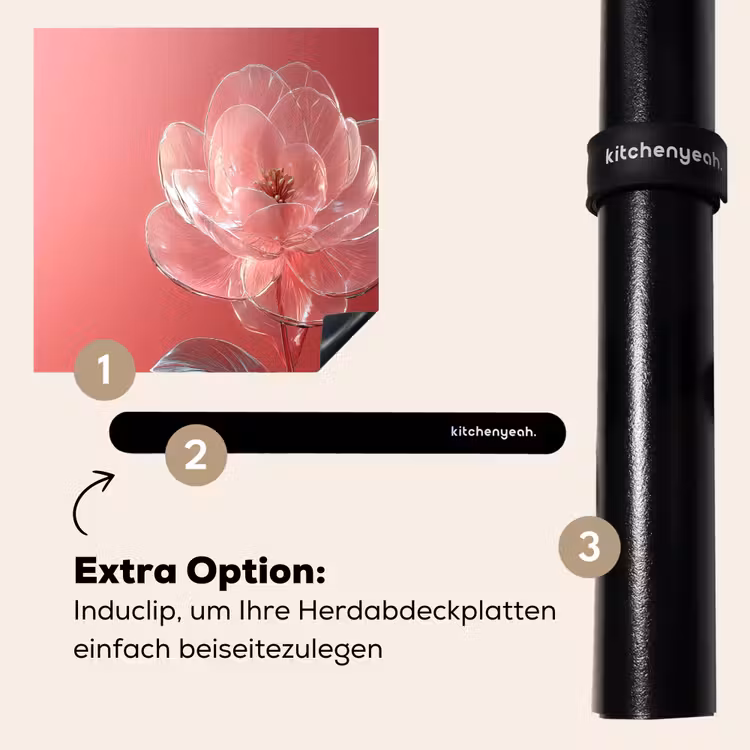Herdabdeckplatte - Verziert - Blume - Rosa - Gläser — 8