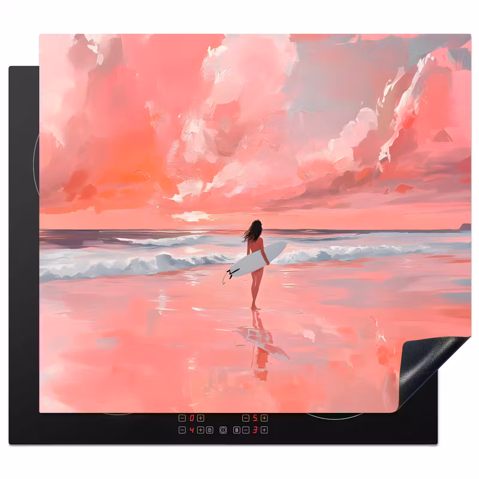 Herdabdeckplatte - Rosa - Surfen - Meer — 1