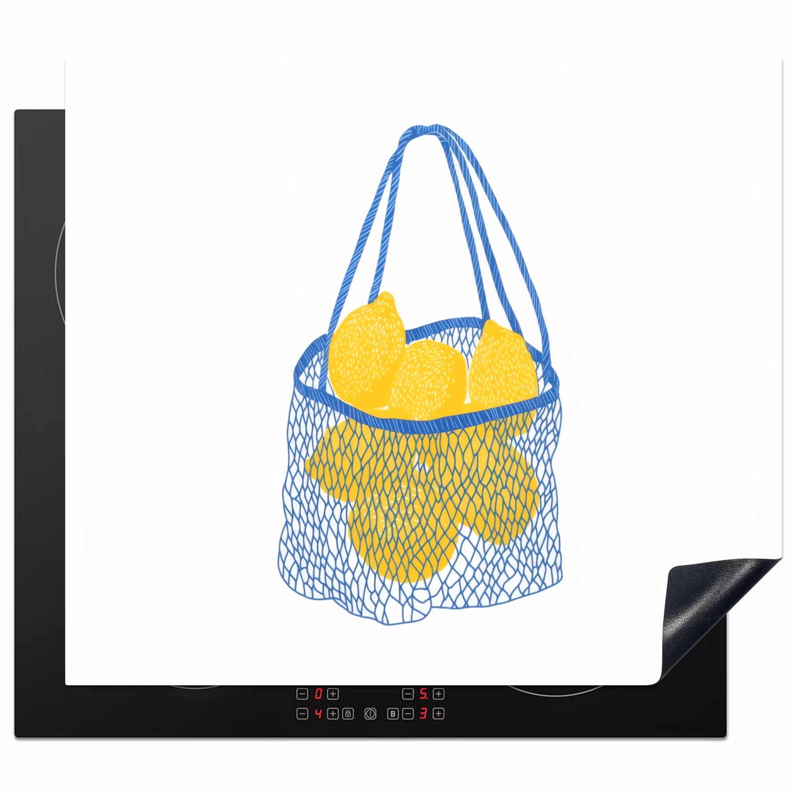Herdabdeckplatte - Tasche - Blau - Zitronen - Illustration — 1