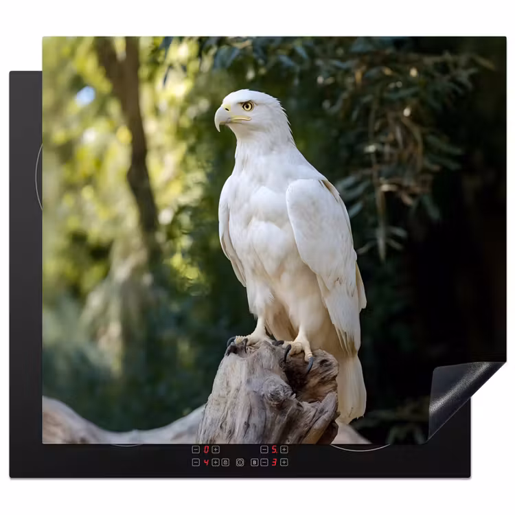 Herdabdeckplatte - Adler - Holz - Weiß - Pflanzen — 1