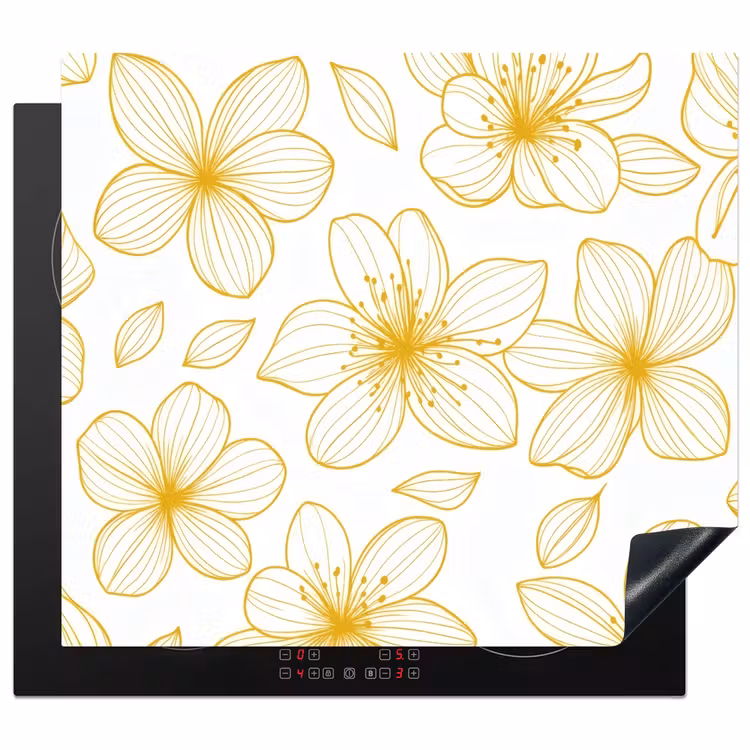 Herdabdeckplatte - Blumen - Muster - Illustration - Gelb — 1
