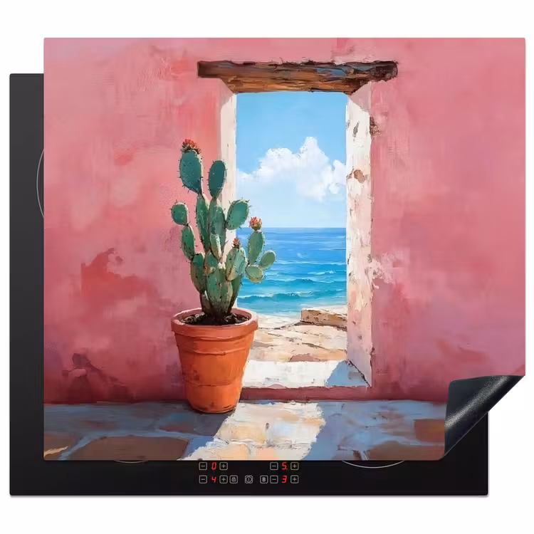 Herdabdeckplatte - Meer - Rosa - Kaktus — 1