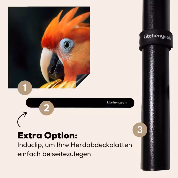 Herdabdeckplatte - Nahaufnahme - Papagei - Federn - Orange — 8