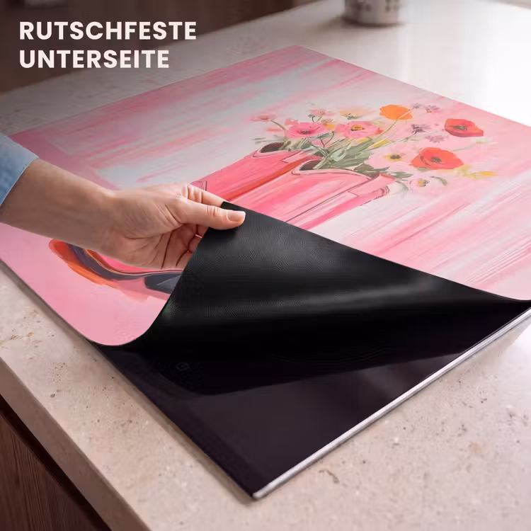 Herdabdeckplatte - Rosa - Blumen - Cowboy — 6