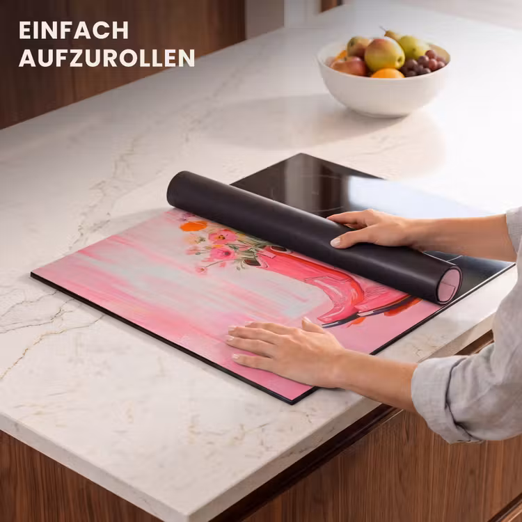 Herdabdeckplatte - Rosa - Blumen - Cowboy — 7