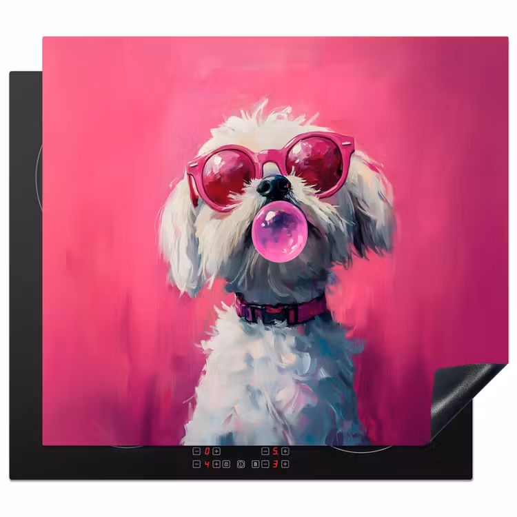 Herdabdeckplatte - Rosa - Hund - Blase — 1