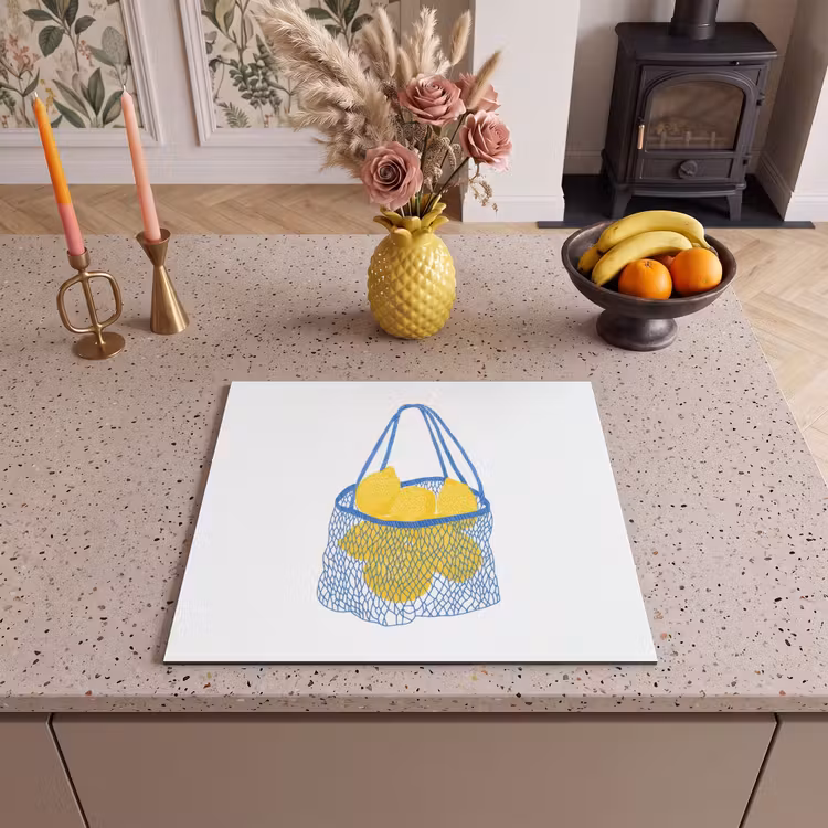 Herdabdeckplatte - Tasche - Blau - Zitronen - Illustration — 3