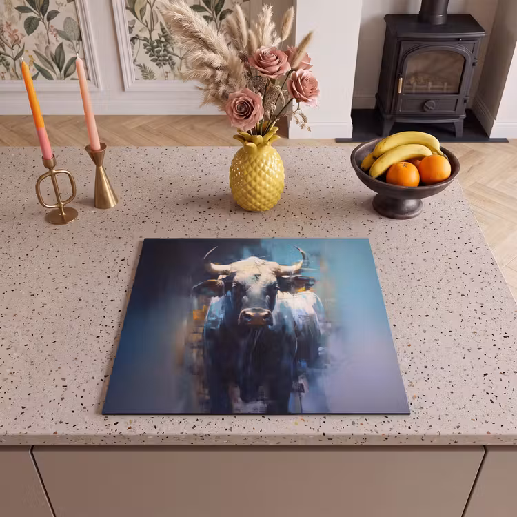 Herdabdeckplatte - Taurus - Schwarz - Abstrakt - Hörner — 3