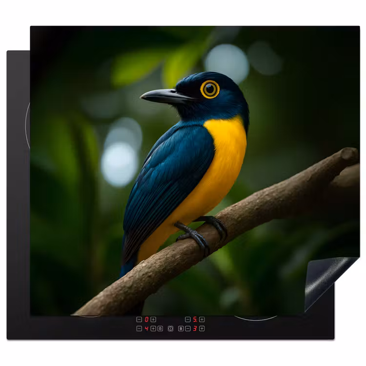 Herdabdeckplatte - Vogel - Zweig - Gelb - Blätter — 1