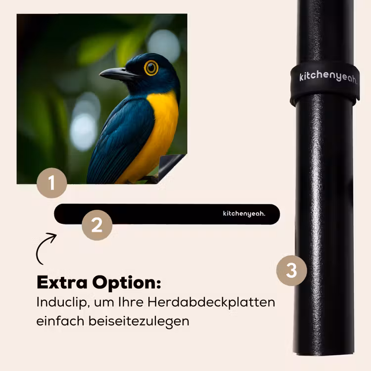 Herdabdeckplatte - Vogel - Zweig - Gelb - Blätter — 8