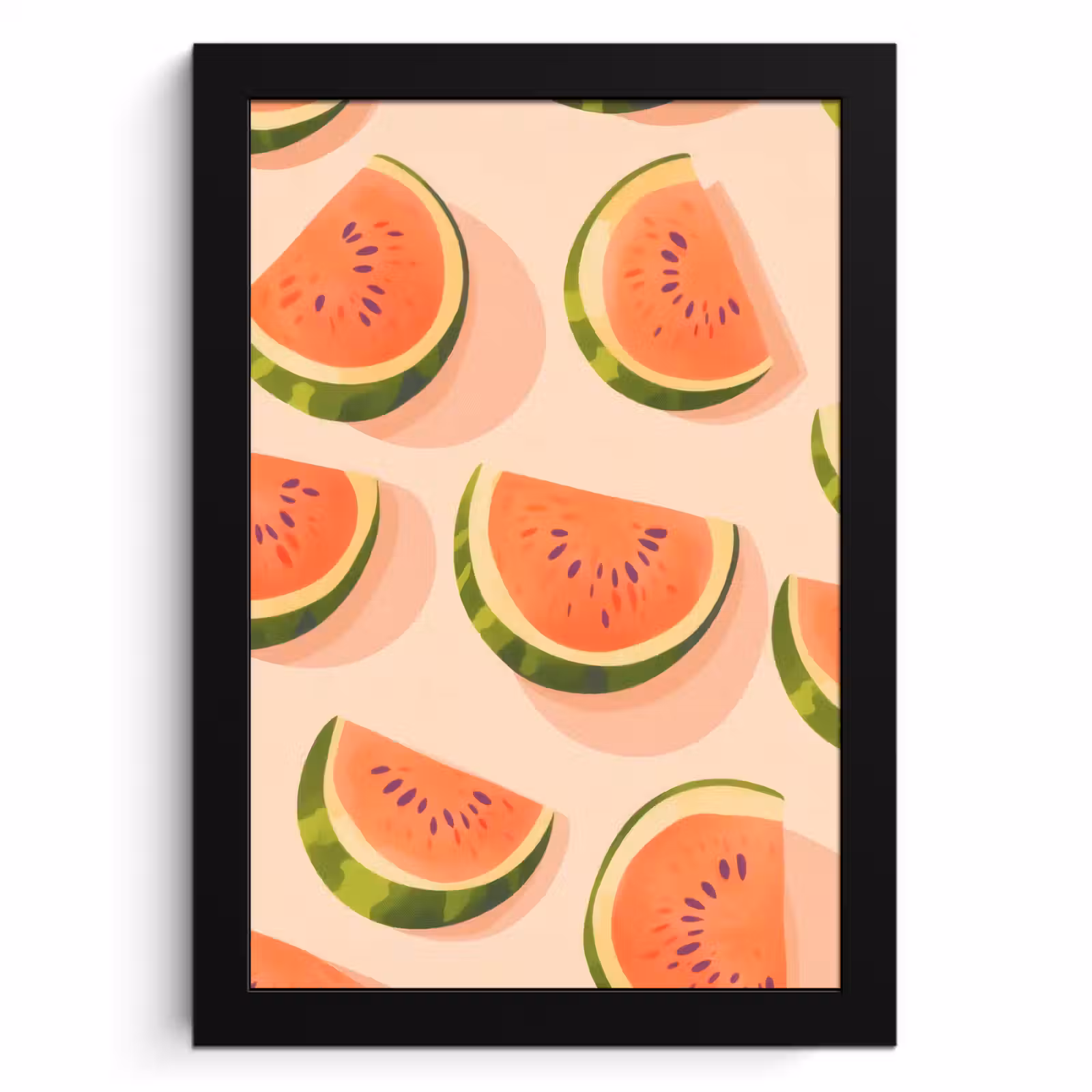 Bilder mit Rahmen - Wassermelone - Scheiben - Kerne - Rot — 1