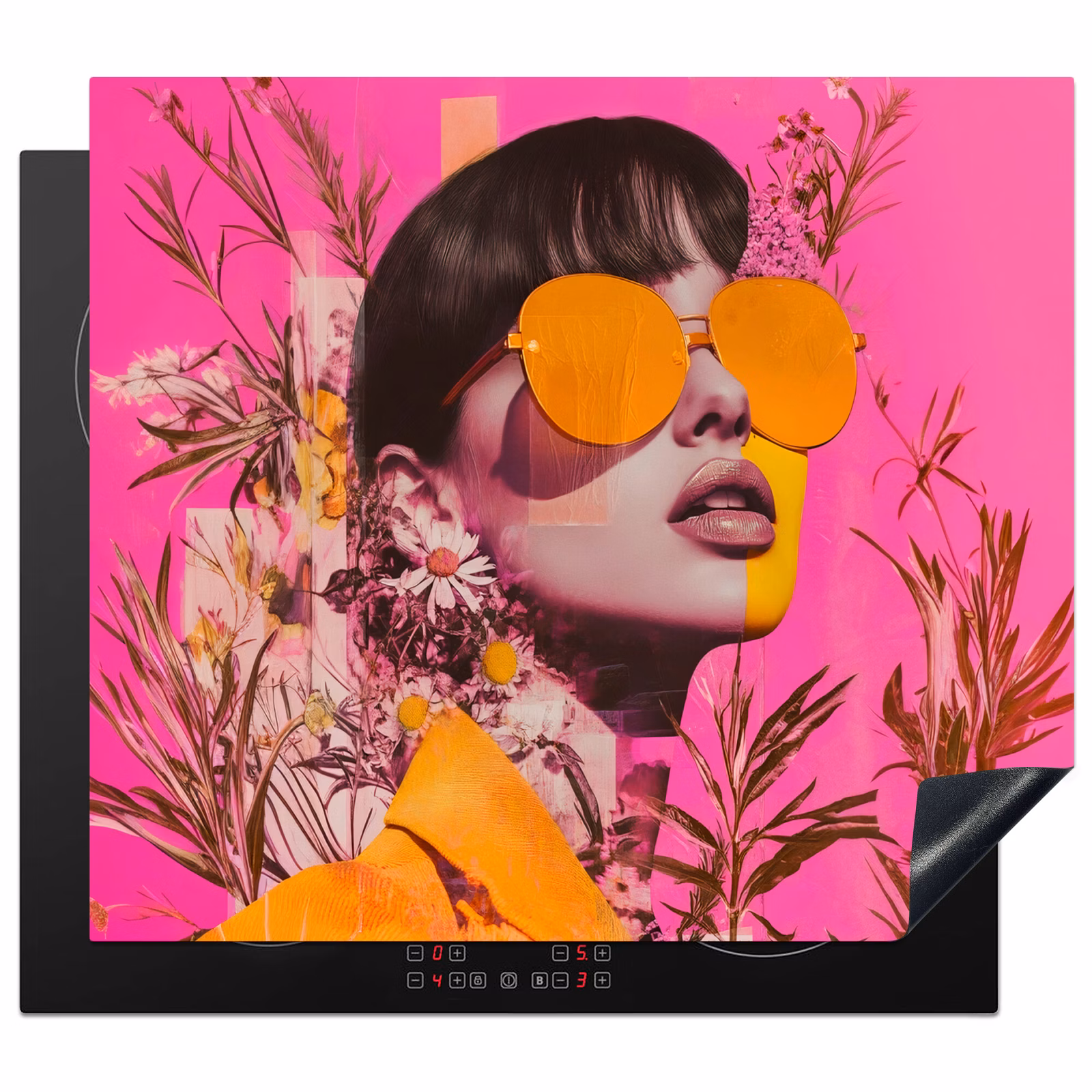 Herdabdeckplatte - Sonnenbrille - Orange - Frau - Pflanzen — 1