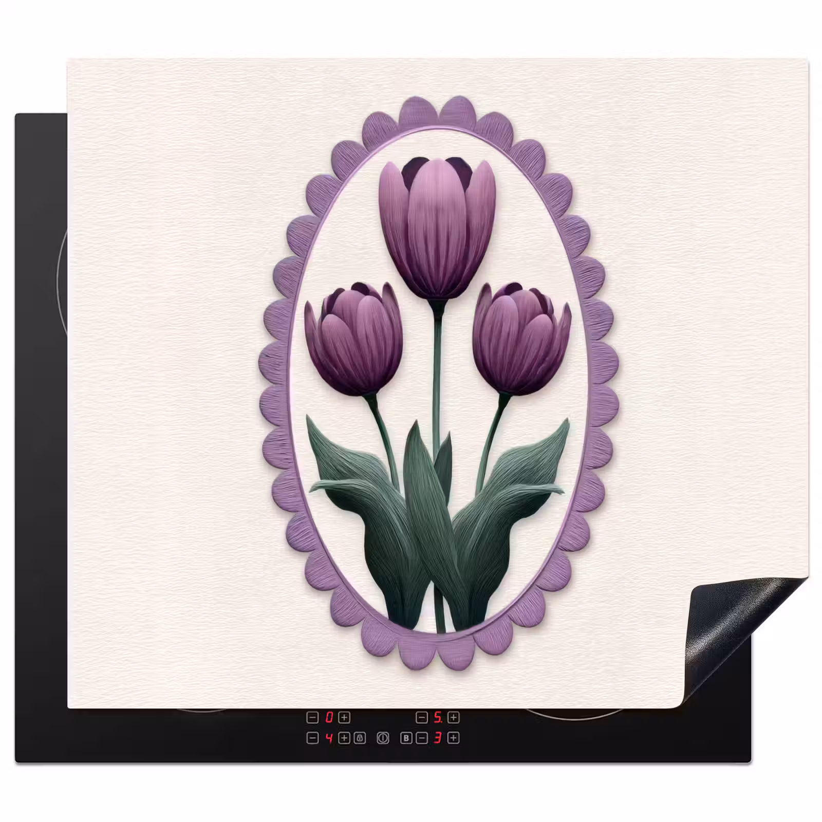 Herdabdeckplatte - Tulpen - Lila - Liste - Blätter — 1