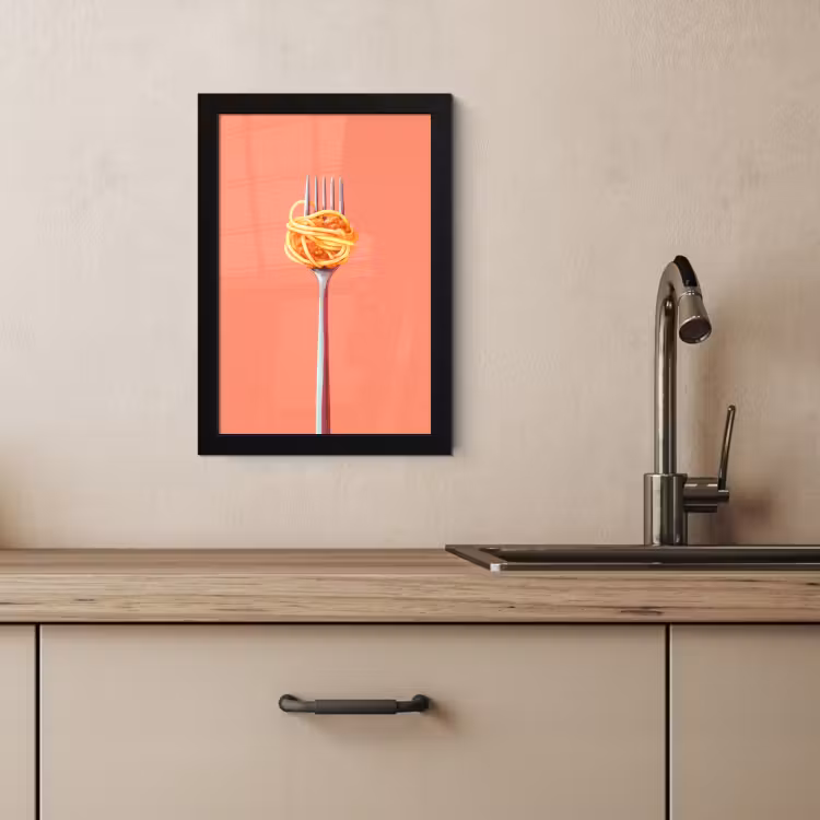 Bilder mit Rahmen - Gabel - Spaghetti - Künstlerisch - Rosa — 2