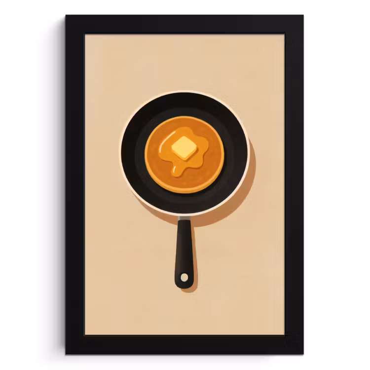 Bilder mit Rahmen - Pfannkuchen - Bratpfanne - Butter - Minimalistisch — 1