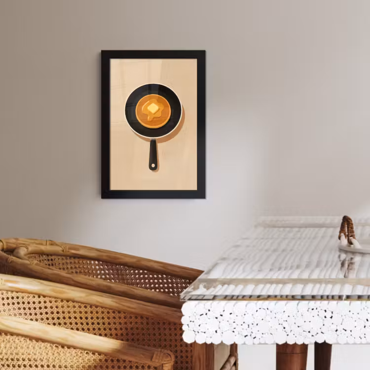 Bilder mit Rahmen - Pfannkuchen - Bratpfanne - Butter - Minimalistisch — 2