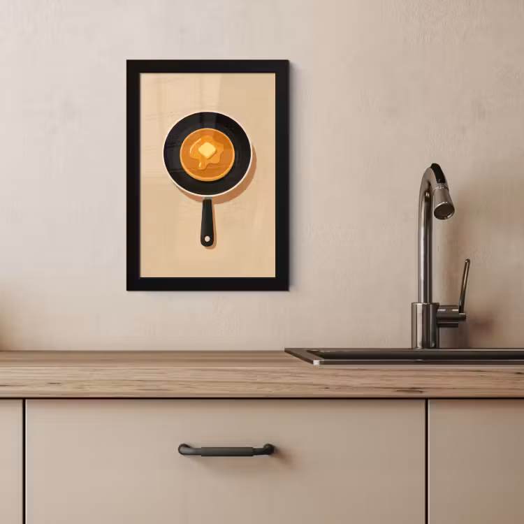 Bilder mit Rahmen - Pfannkuchen - Bratpfanne - Butter - Minimalistisch — 3