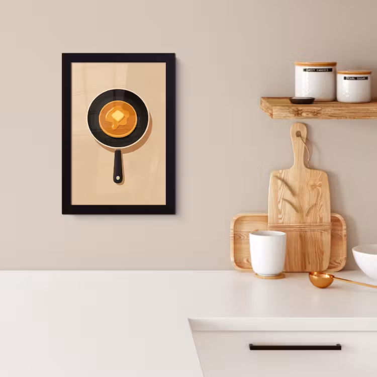 Bilder mit Rahmen - Pfannkuchen - Bratpfanne - Butter - Minimalistisch — 4