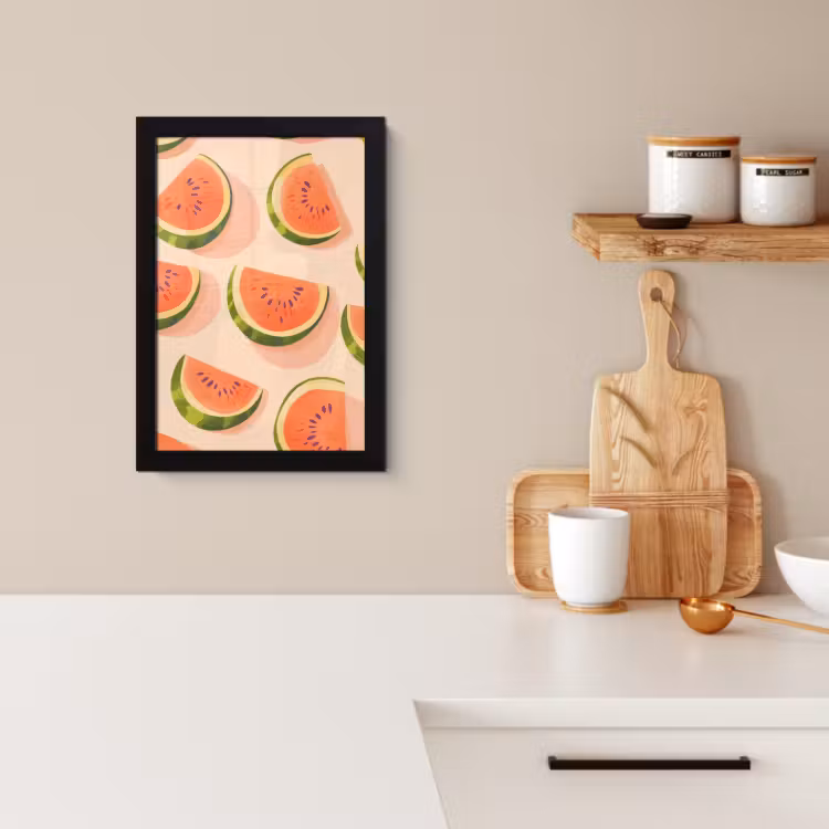 Bilder mit Rahmen - Wassermelone - Scheiben - Kerne - Rot — 2