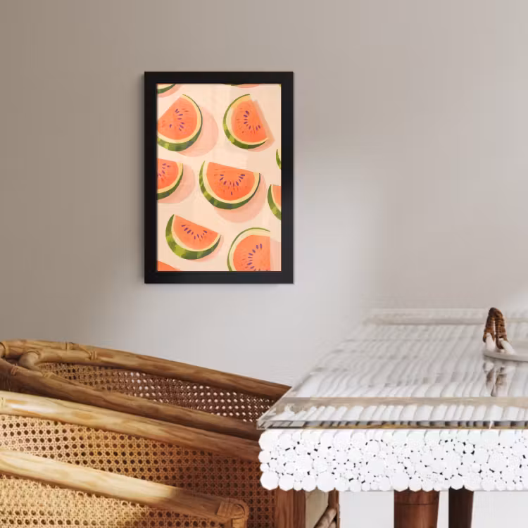 Bilder mit Rahmen - Wassermelone - Scheiben - Kerne - Rot — 3