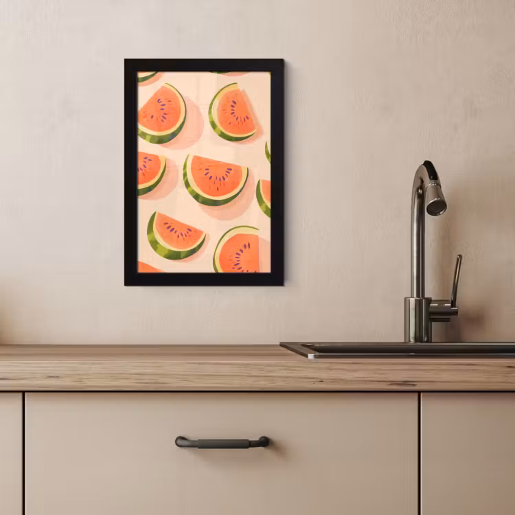 Bilder mit Rahmen - Wassermelone - Scheiben - Kerne - Rot — 4