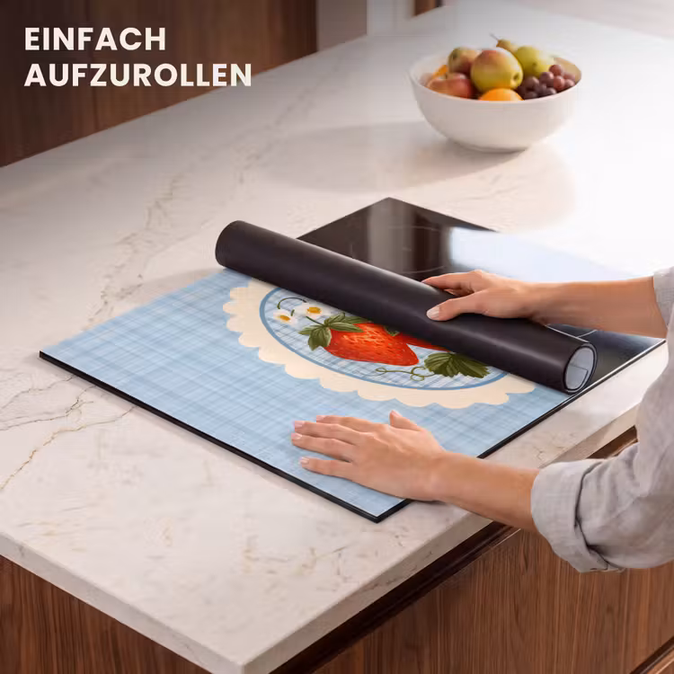 Herdabdeckplatte - Erdbeeren - Rahmen - Rot - Kariert — 7