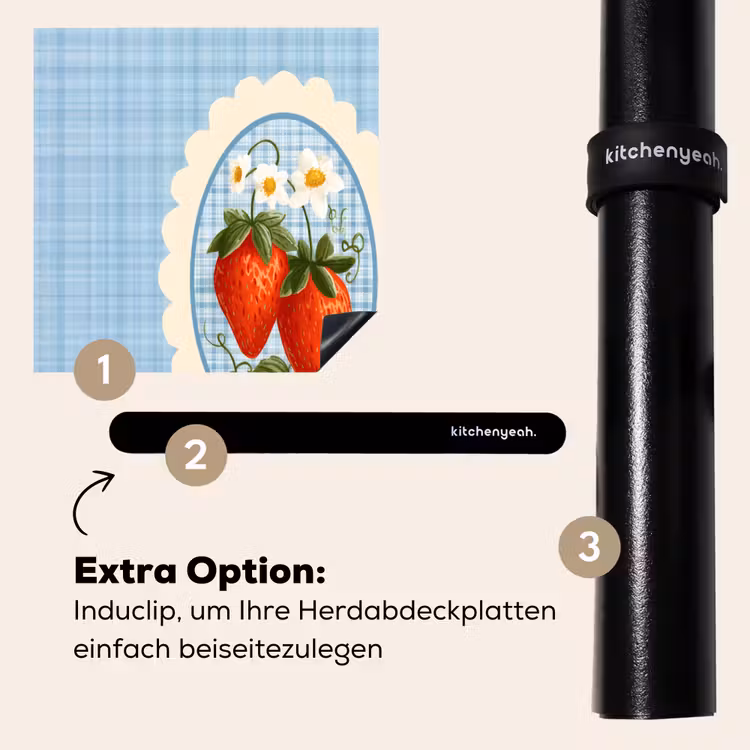 Herdabdeckplatte - Erdbeeren - Rahmen - Rot - Kariert — 8