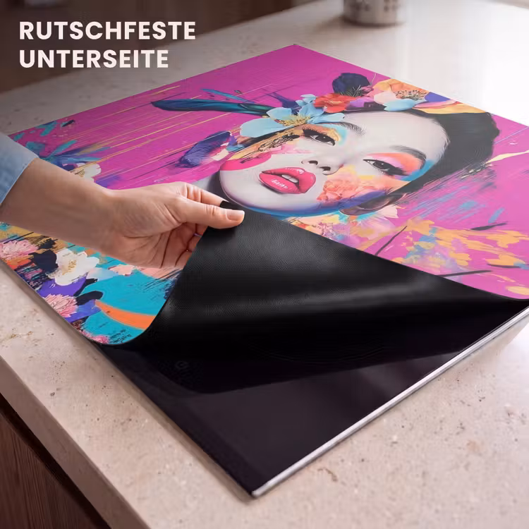 Herdabdeckplatte - Frau - Porträt - Abstrakt - Lila — 6