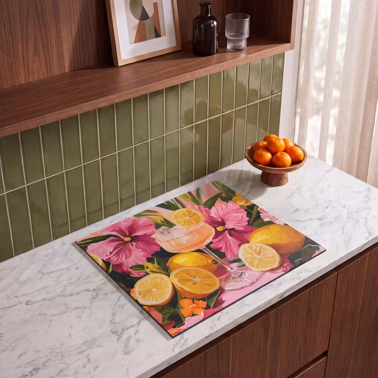 Herdabdeckplatte - Getränk - Blumen - Gelb — 4