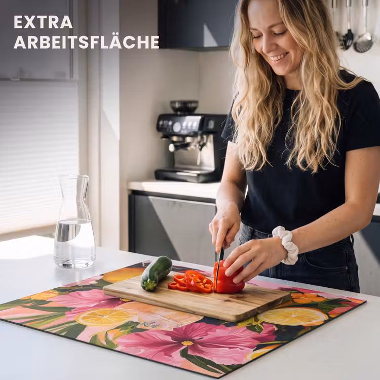 Herdabdeckplatte - Getränk - Blumen - Gelb — 5