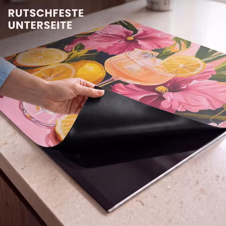Herdabdeckplatte - Getränk - Blumen - Gelb — 6