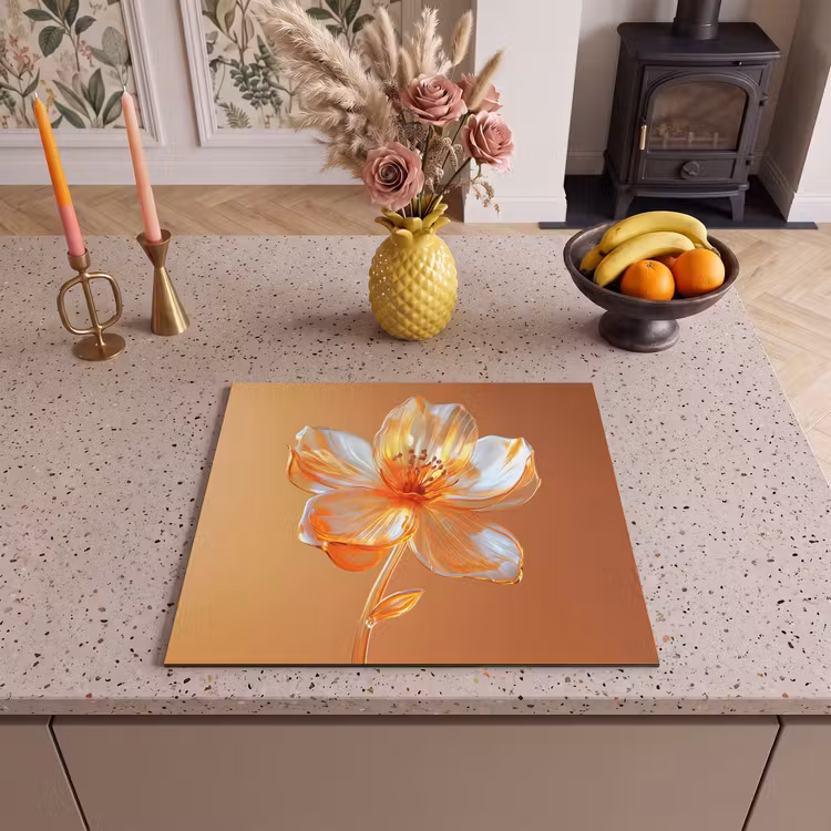 Herdabdeckplatte - Gläser - Blume - Orange — 3