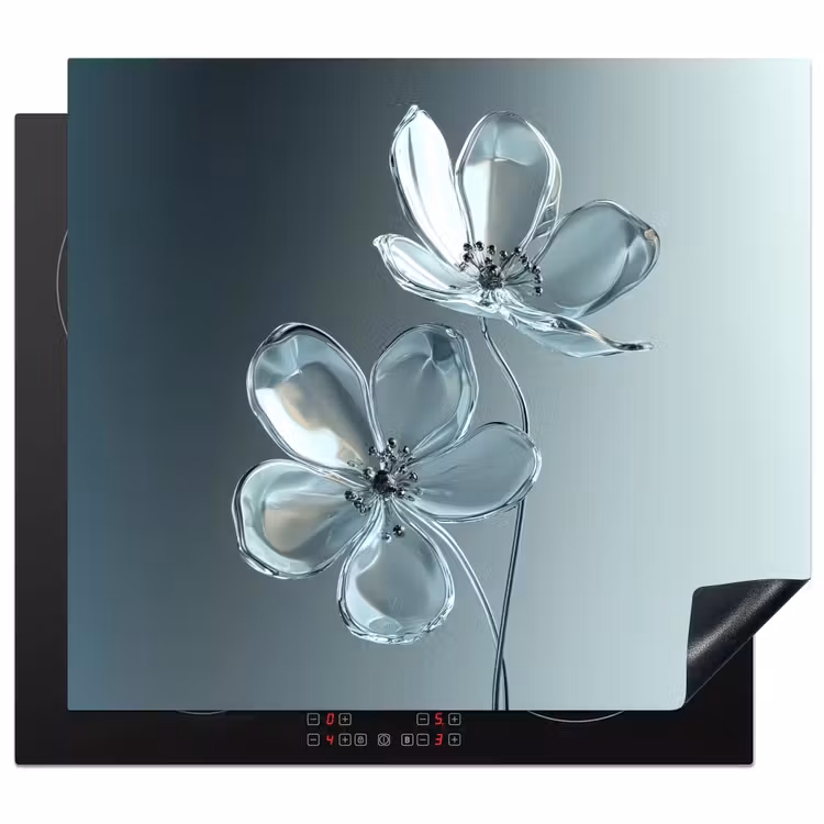 Herdabdeckplatte - Kristall - Blumen - Grau — 1