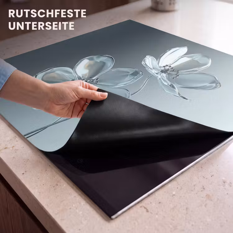 Herdabdeckplatte - Kristall - Blumen - Grau — 6