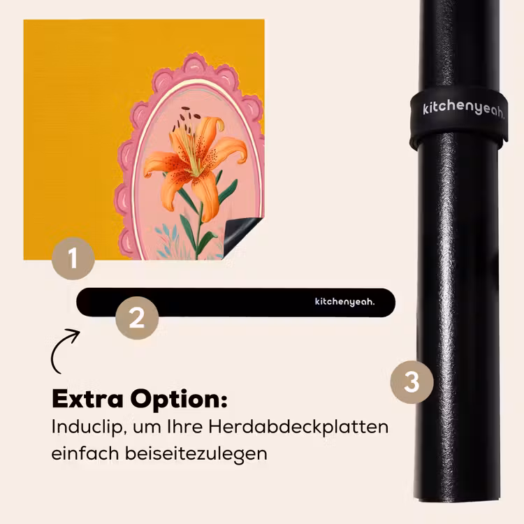 Herdabdeckplatte - Lilie - Orange - Rahmen - Oval — 8