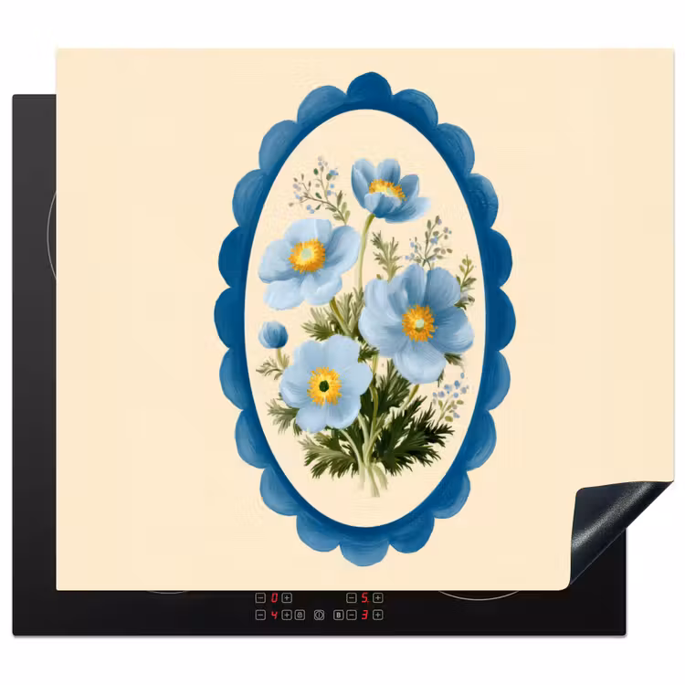 Herdabdeckplatte - Liste - Blumen - Hellblau - Illustration — 1