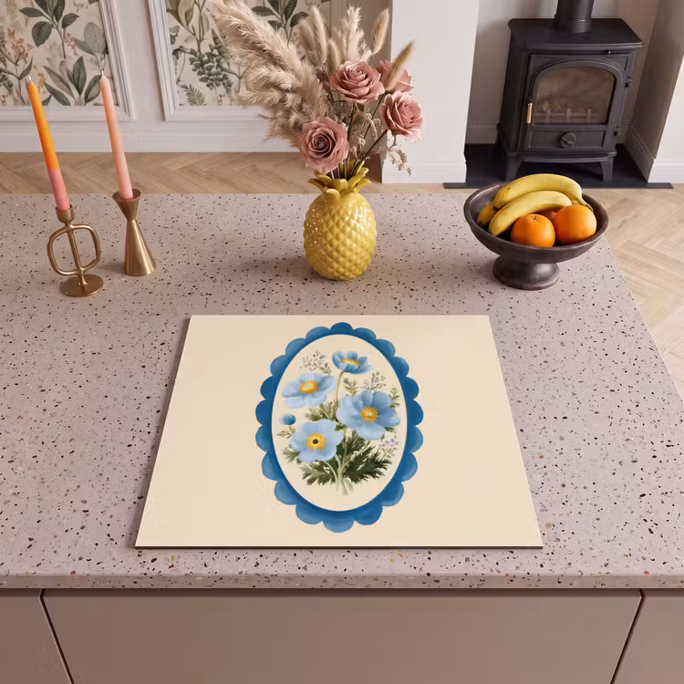 Herdabdeckplatte - Liste - Blumen - Hellblau - Illustration — 3