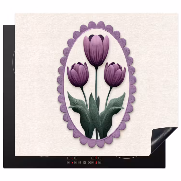 Herdabdeckplatte - Tulpen - Lila - Liste - Blätter — 1