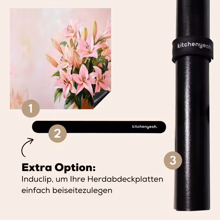 Herdabdeckplatte - Vase - Blumen - Rosa — 8