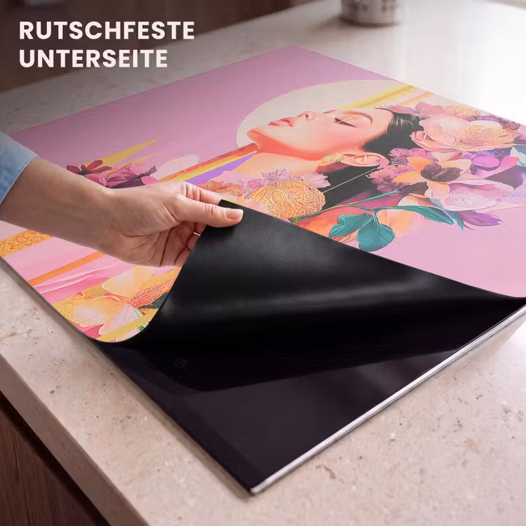Herdabdeckplatte - Frau - Blumen - Lila - Abstrakt — 6