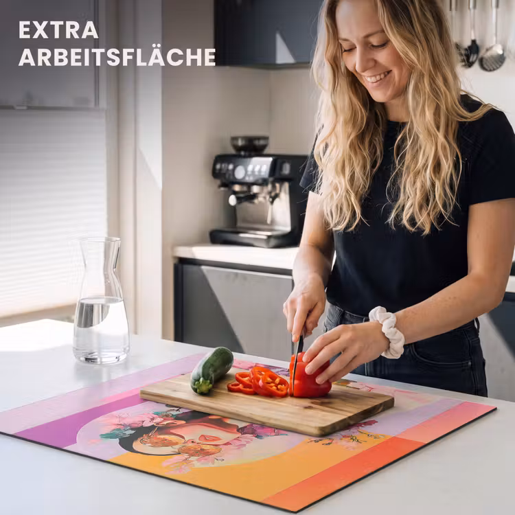 Herdabdeckplatte - Porträt - Frau - Abstrakt - Blumen — 5