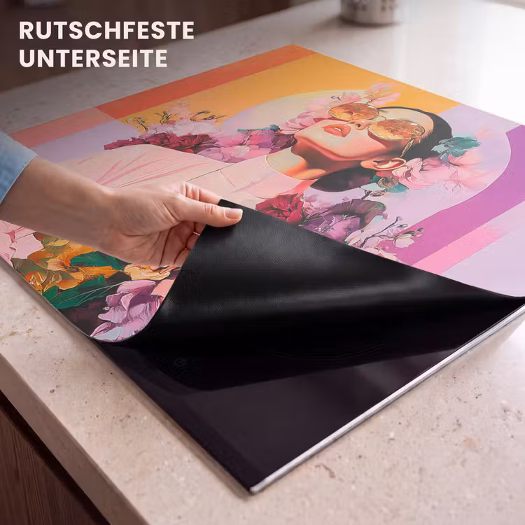 Herdabdeckplatte - Porträt - Frau - Abstrakt - Blumen — 6