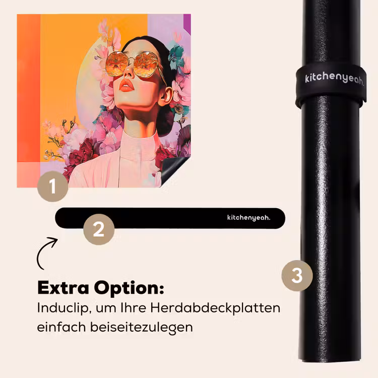 Herdabdeckplatte - Porträt - Frau - Abstrakt - Blumen — 8